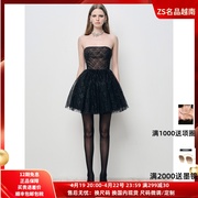 ZS名品越南设计师Leger 24款抹胸高腰亮闪网纱蓬蓬性感时尚小黑裙