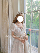 TuYe2021原创轻lo法式甜美夏季桔梗浮雕提花泡泡袖公主连衣裙