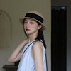 日本原生纸高品质法式草帽平顶休闲高档女帽子透气遮阳帽夏季