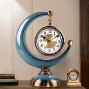 月牙钟表创意个性座钟客厅时尚时钟桌面摆钟台式摆件欧式家用台钟