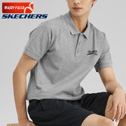 斯凯奇灰色翻领短袖男2024夏季运动服网球训练POLO衫半袖T恤
