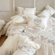 法式轻奢公主风120支长绒棉，刺绣蕾丝四件套纯棉床单全棉床上用品