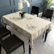中式桌布雪尼尔餐桌布茶几，轻奢高级感盖布欧式长方形圆桌台布奢华