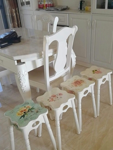 欧式凳子家用实木时尚创意餐桌凳椅现代板凳北欧整装叠放客厅圆凳