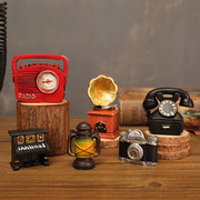 欧美式复古小摆件做旧创意迷你留声机老式照相机礼物装饰玩具摆设