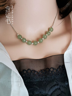 遮疤痕锁骨链s925纯银和田玉项链自由调节含证书术后时尚女士脖子