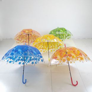 直杆长柄阿波罗伞植物枫叶款鸟笼伞公主伞蘑菇伞透明雨伞透明雨伞
