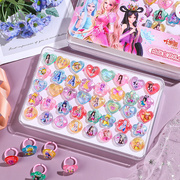 儿童戒指女童玩具女孩卡通叶罗丽(叶，罗丽)网红小戒指公主宝宝塑料可爱饰品