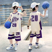 男童夏季背心篮球服，2023儿童nba爵士队速干训练球衣套装洋气9