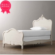 美式简约白色实木儿童床欧式雕花公主床 法式地中海单人床 女孩床