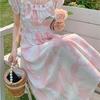 夏季连衣裙2023年女奶甜温柔风气质收腰显瘦日系粉色仙女小众长裙