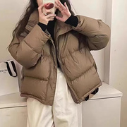 羽绒服女冬季2023宽松面包服棉袄白鸭绒加厚短款棉服棉衣外套