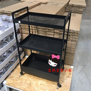 宜家IKEA耐斯弗思手推车厨房推车带轮收纳架储物架餐车黑色