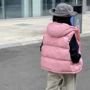 韩国童装马甲儿童羽绒服秋冬短款加厚背心，外穿男童女童坎肩秋装潮