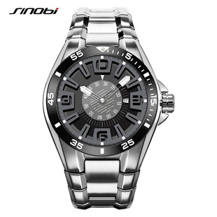 士手表镂空钢带腕表，非机械表sinobi跨境1263防水男商务夜光