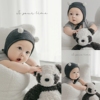 儿童摄影主题服装灰色系小熊猫，男宝宝百天照周岁照拍照服装道具