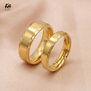 k4钨金首饰一对情侣对戒18k金色简约素圈指环男女几何设计高级感