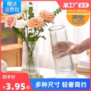 两件套ins风北欧玻璃花瓶，大号透明水培富贵竹，桌面客厅插花摆件