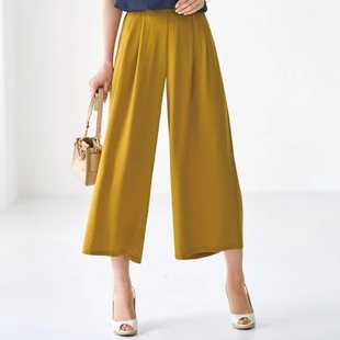 2023年日本女士夏季人造丝材质的彩色阔腿裤九分裤 有大码
