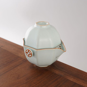 汝窑天青色玛瑙釉茶道，复古中式陶瓷便携式冰，裂纹创意茶道手抓壶
