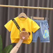 童装男童夏季2023短袖套装宝宝夏装0一1-2-4岁婴儿衣服洋气潮