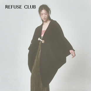 设计师品牌refuseclub秋冬女装，羊毛茧形双面呢大衣外套
