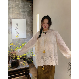 dazi金大支新中式女装两件套蕾丝，衬衫2024春款中国风复古上衣
