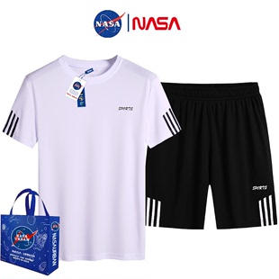 NASA URBAN联名款速干冰丝打球跑步运动男女短袖t恤短裤套装夏季a