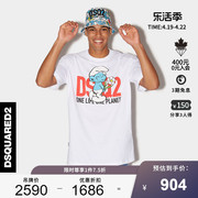 DSQUARED2/D2次方 春夏系列 蓝精灵联名男式经典印花短袖T恤