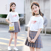 亲子装女童夏季套装韩版母女装网红公主裙洋气T恤短裙两件套