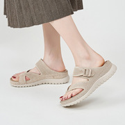 2024年夏季凉鞋女欧美时尚水时尚钻露脚趾防滑坡跟女士凉拖鞋