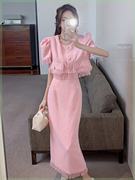 小香风粉色流苏半身长裙套装夏季2023法式高级名媛气质御姐两件套