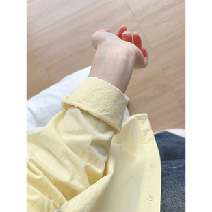 韩系chic港味黄色衬衫，女防晒外套夏季2024年洋气独特别致上衣