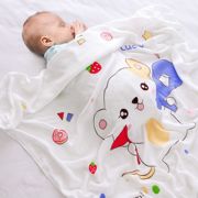 竹纤维双层纱布婴儿浴巾卡通印花儿童盖毯初生儿包巾夏季冰丝盖毯