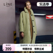 LINE女装韩国商场同款春季中长款仿羊羔毛保暖大衣外套NRTHKL0100