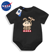 NASA黑色蜡笔小新婴儿衣服夏天薄款男宝宝包屁衣新生儿连体衣搞怪