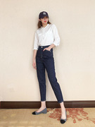 minibrand2023春夏藏蓝色牛仔裤，女小个子高腰显瘦超薄直筒裤