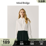 MindBridge 女士长袖白色衬衣春季设计感小众上衣英伦复古衬衫