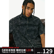 ANTIDOTE(SNAKELAB)牛仔衬衫男夏季美式潮牌做旧休闲复古潮流衬衣
