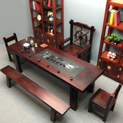老船木茶桌椅组合一桌五椅茶台实木茶桌套装一体家用大泡茶桌商铺