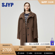 sjyp韩系2023冬季实用仿皮毛，一体双面穿长款毛绒大衣外套女