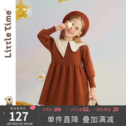 littletime女童连衣裙秋冬毛衣裙2023法式针织裙洋气儿童裙子