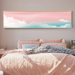 现代简约少女卧室床头装饰画粉色风景挂画孩子公主儿童房墙面壁画