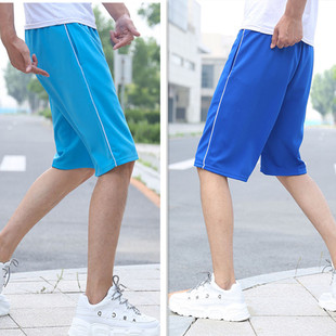 夏季薄款宝蓝色校裤短裤校服裤子，浅蓝色两道杠，五分裤运动裤一条杠