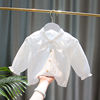 2024春装女童装宝宝，婴幼儿韩版蕾丝蝴蝶结白色，衬衫打底衫上衣
