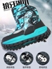 女童雪地靴冬季2023加绒加厚儿童大棉鞋，皮面防水男孩高筒棉靴