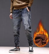 加厚植绒挡寒风，保暖牛仔哈伦裤男式舒适时尚帅气品质好看韩国