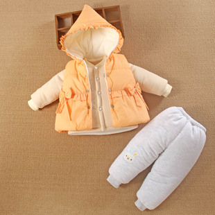 6一12个月女宝宝衣服分体7款8加厚棉服5袄，4婴儿秋冬装外套装季天