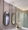 设计师吊杆卫生间镜子，创意椭圆形浴室镜天花板吊镜装饰挂镜吊杆镜
