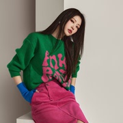 直邮~ 韩国女装 E3185 Revo粉绿撞色字母套头针织毛衣